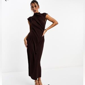 ASOS Dark Brown Midi Dress